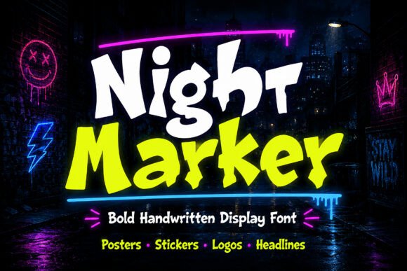 Introducing Night Marker: A Bold and Vibrant Handcrafted Display Font
